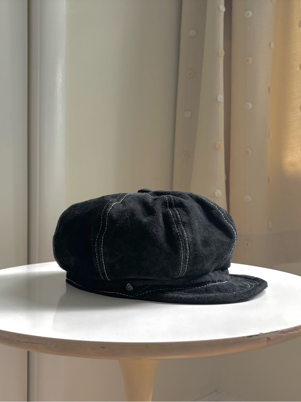 Y2K Liz Claiborne 100% Suede Leather Blake Baker Boy Cap Hat